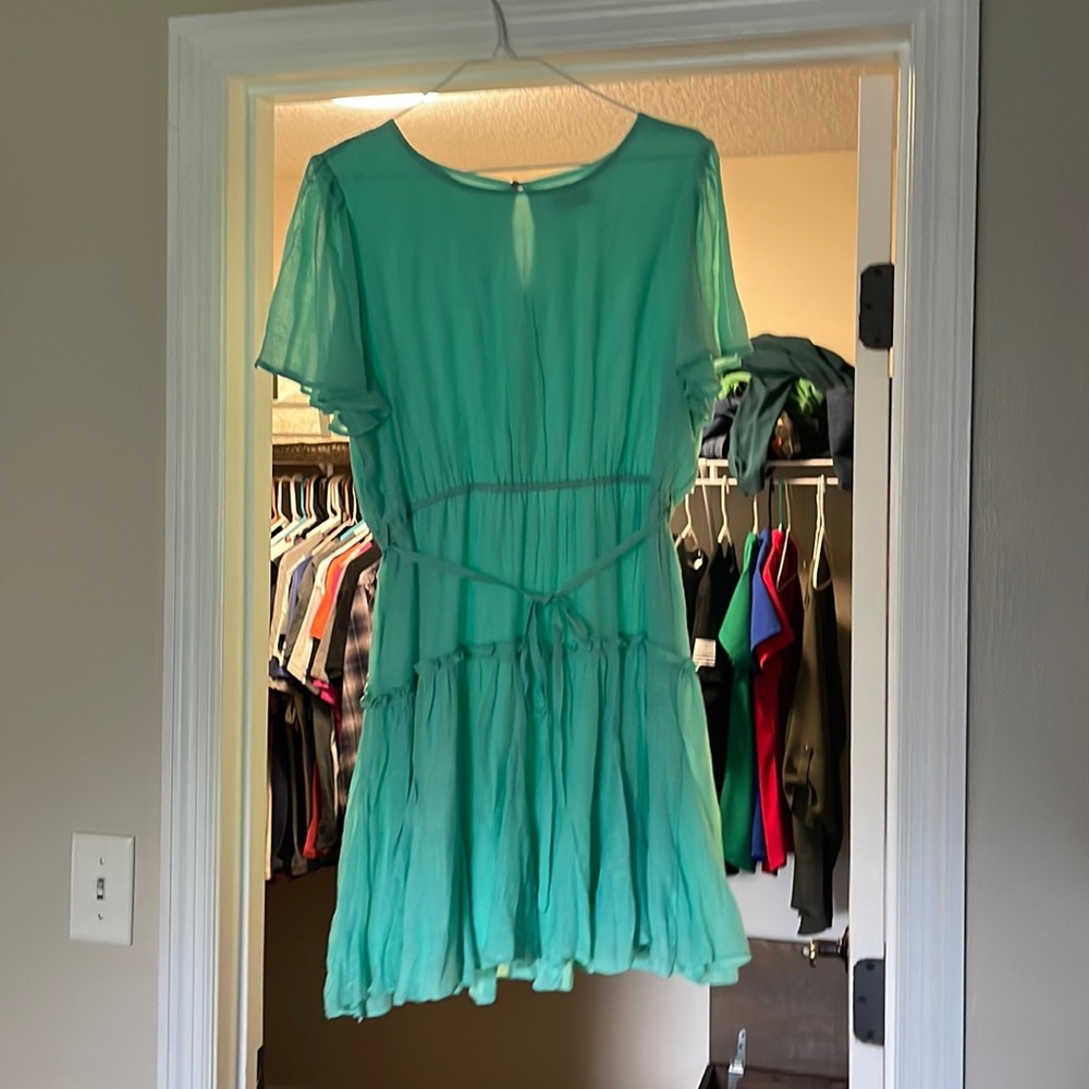 Pink Lily green tiered dress L